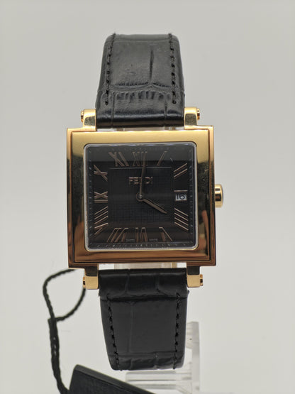 Vintage Fendi Orologi Unisex Quartz Watch Black Dial Gold Tone Case Date - 357