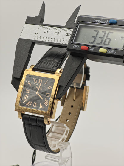 Vintage Fendi Orologi Unisex Quartz Watch Black Dial Gold Tone Case Date - 357
