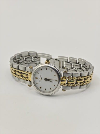 Vintage Longines Women's Quartz White Dial Two-Tone Dress Watch Swiss Made - 435