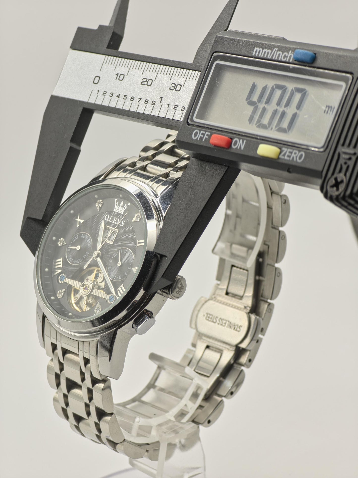 OLEVS Automatic Men's Watch Open Heart Day Date Stainless Steel - 358