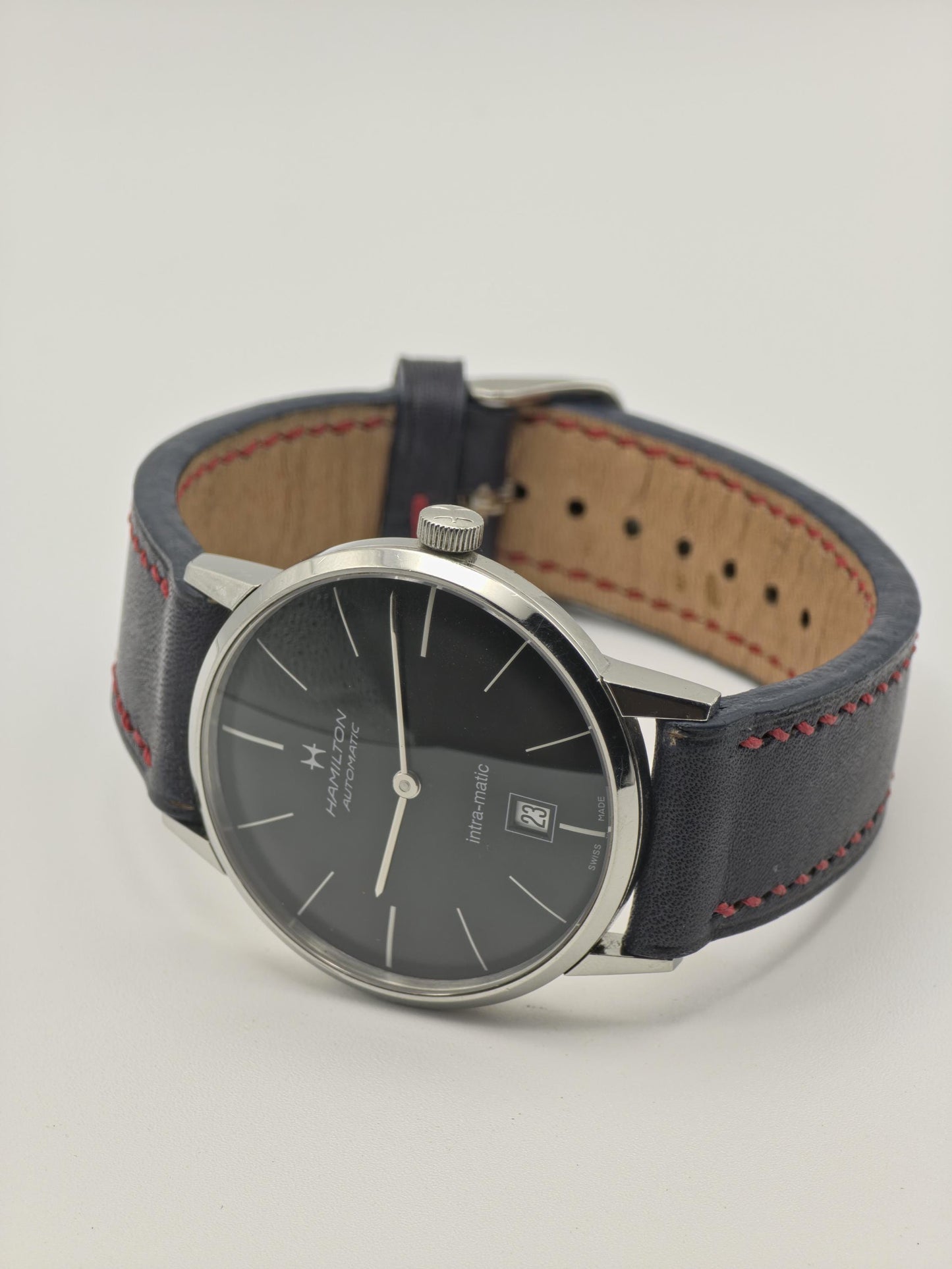 Hamilton Intra-Matic Automatic Men's Watch Black Dial Swiss Date Vintage Style - 360