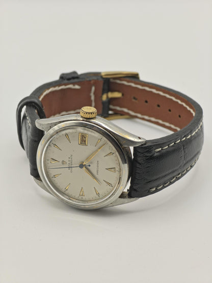 Vintage Rolex Oysterdate Precision Men's Watch Silver Dial Date Manual Wind Swiss - 362