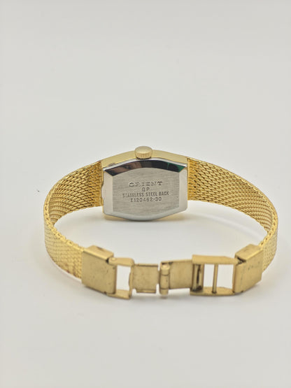 Vintage Orient Women's Watch Gold Tone Bracelet Champagne Dial Quartz Japan - 365