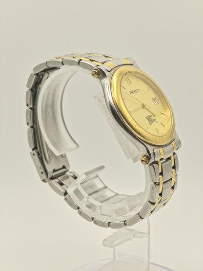 Vintage Burberrys of London Quartz Men's Watch Gold Dial Two-Tone Bracelet Swiss - 369