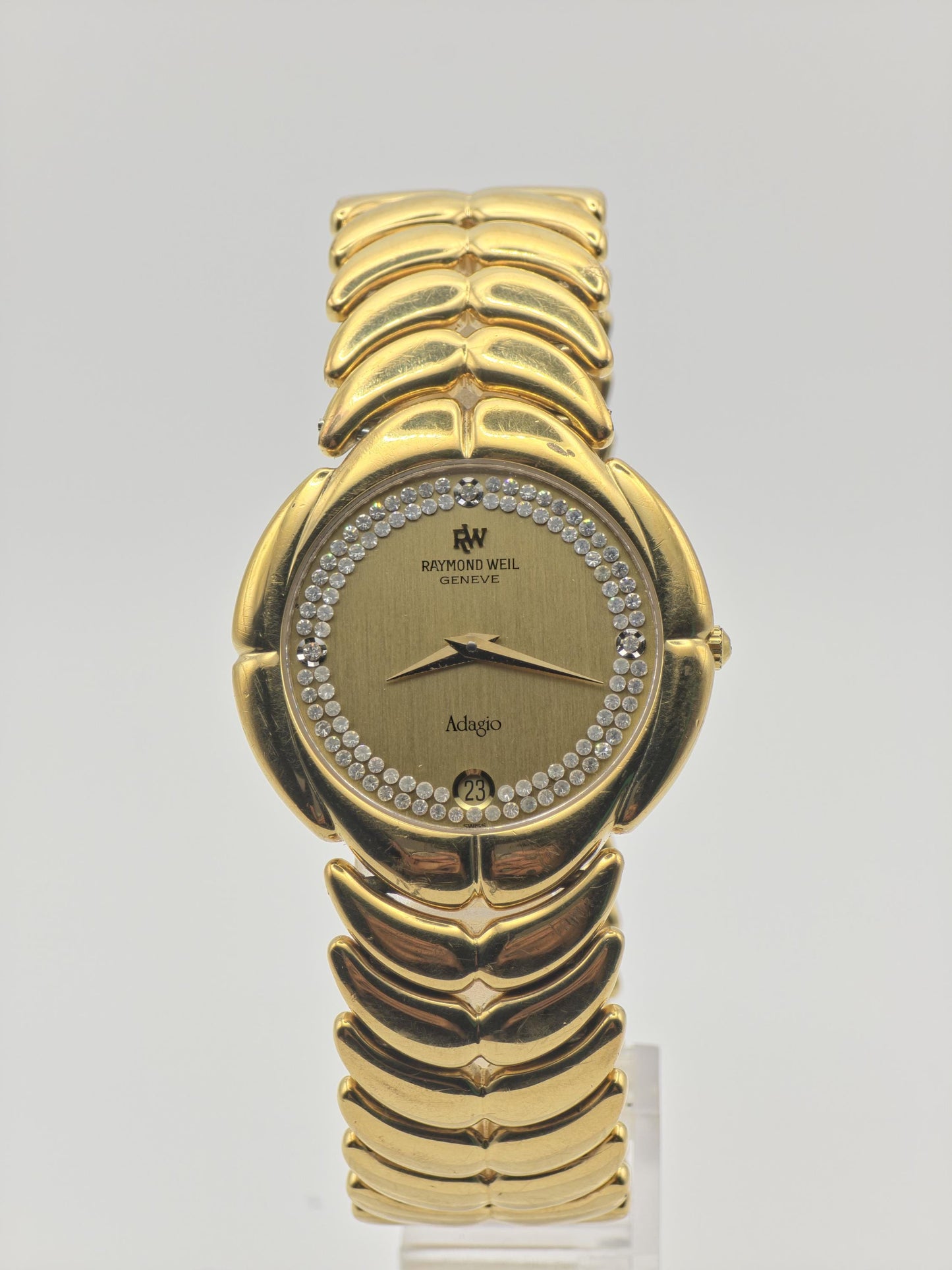 Vintage Raymond Weil Genève Adagio Quartz Men's Watch Gold Tone Swiss Made Luxury - 371