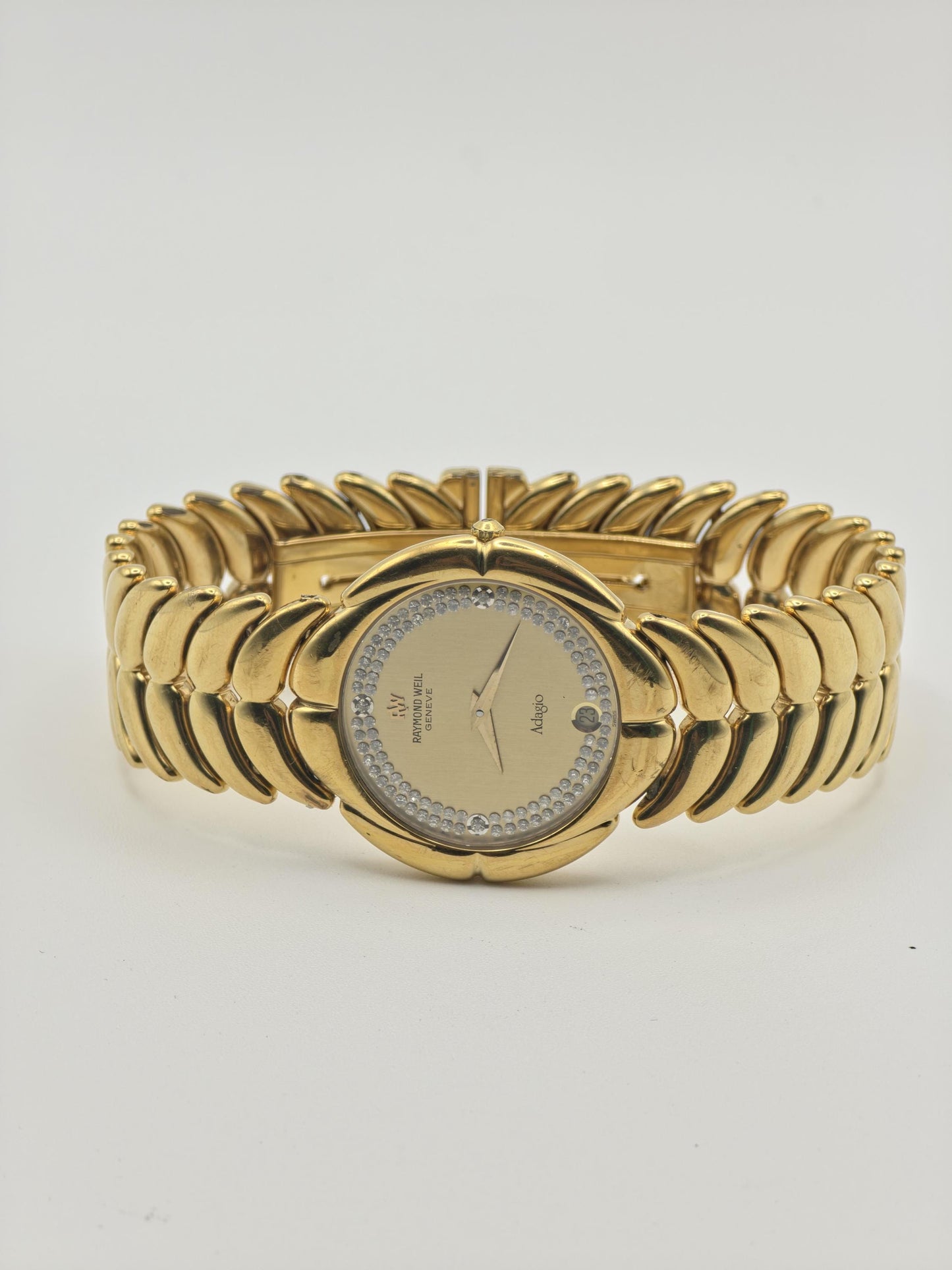 Vintage Raymond Weil Genève Adagio Quartz Men's Watch Gold Tone Swiss Made Luxury - 371