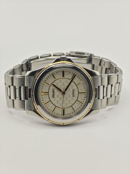 Vintage Seiko Dolce Quartz Men's Watch Silver Dial Stainless Steel Bracelet -373