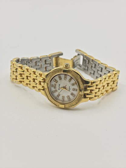 Vintage Elgin Quartz Women's Gold Tone Bracelet Watch Crystal Hour Markers- 378