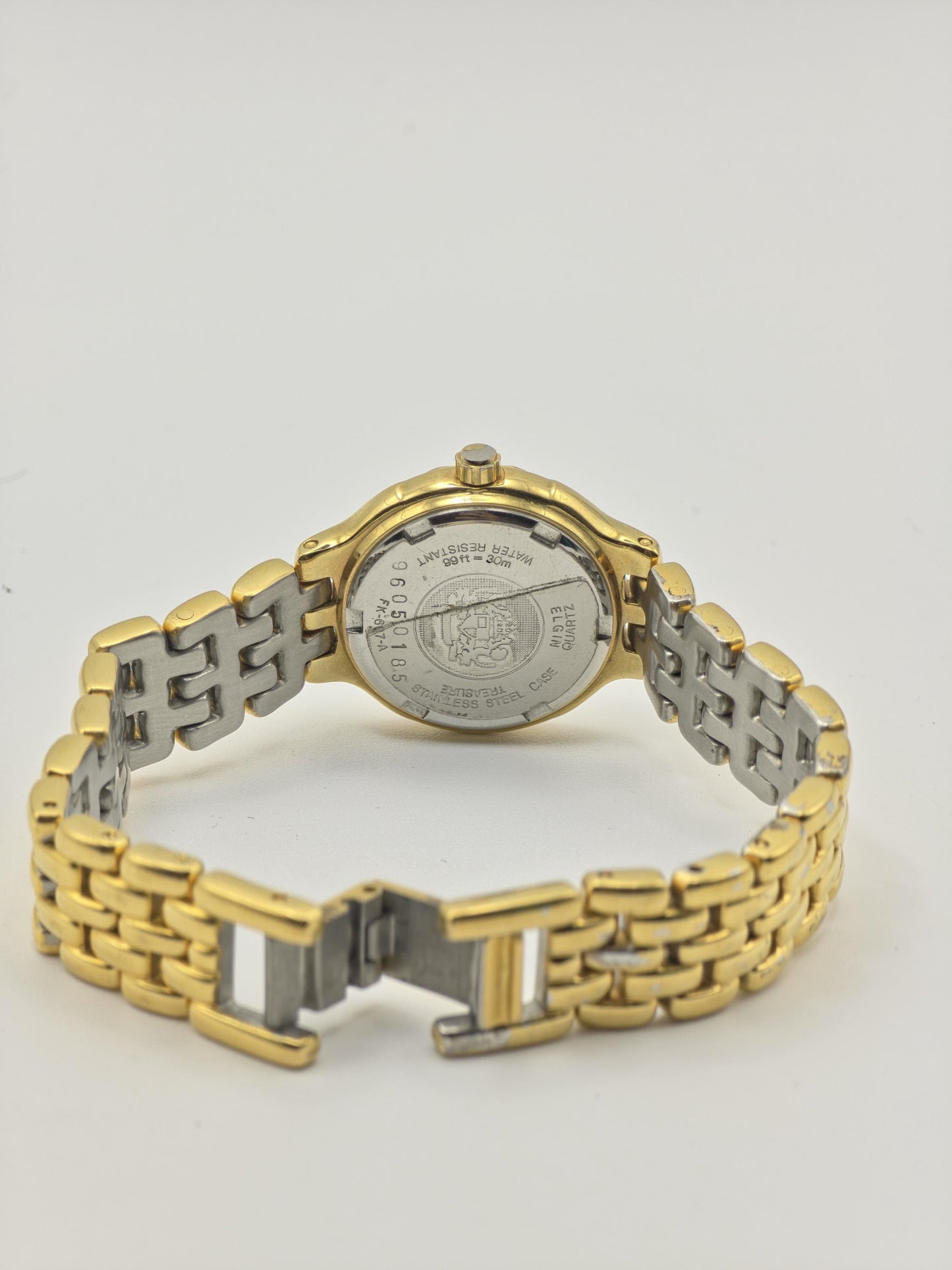 Vintage Elgin Quartz Women's Gold Tone Bracelet Watch Crystal Hour Markers- 378