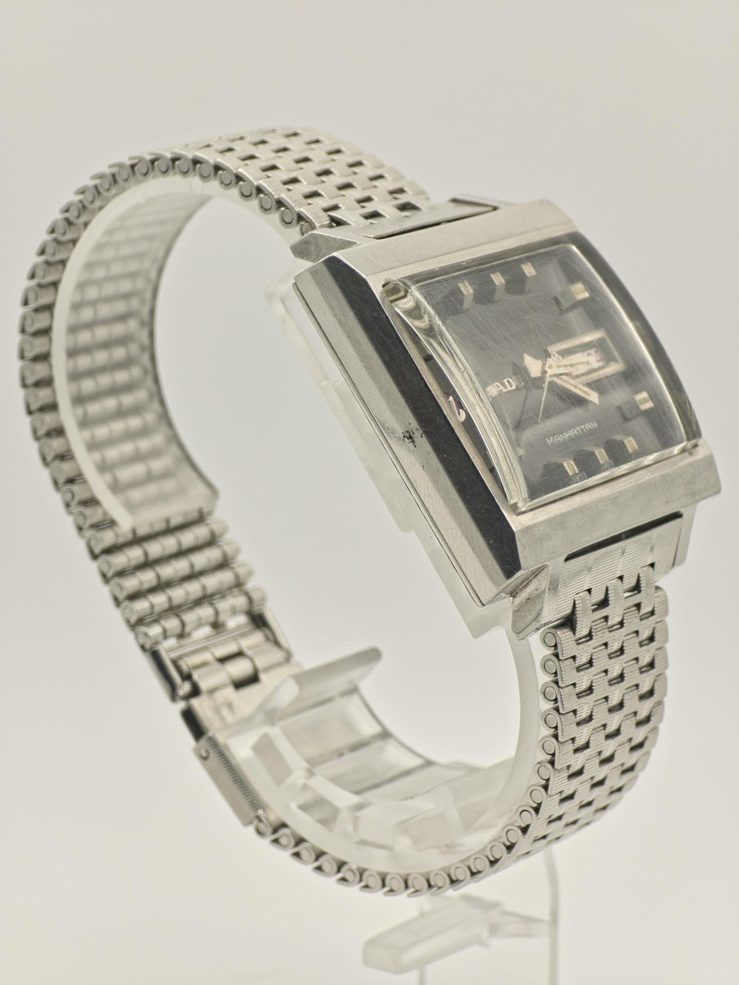 Vintage Rado Manhattan Men's Automatic Day Date Swiss Watch TV Case Bracelet - 379