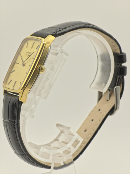 Vintage Longines Men's Gold Dial Rectangular Dress Watch Swiss Made Manual Wind - 385