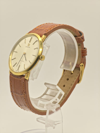 Vintage Omega De Ville Men's Manual Wind Dress Watch Gold Tone Silver Dial Swiss Made - 388