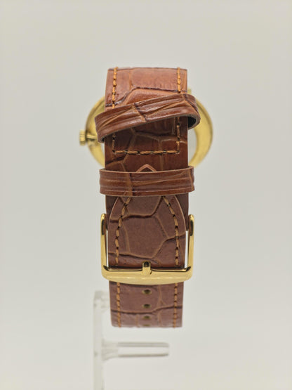 Vintage Omega De Ville Men's Manual Wind Dress Watch Gold Tone Silver Dial Swiss Made - 388