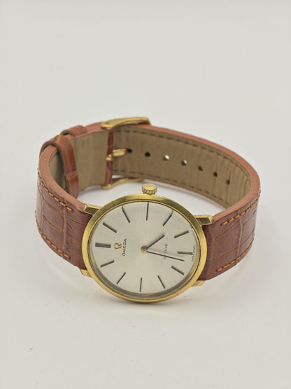 Vintage Omega De Ville Men's Manual Wind Dress Watch Gold Tone Silver Dial Swiss Made - 388