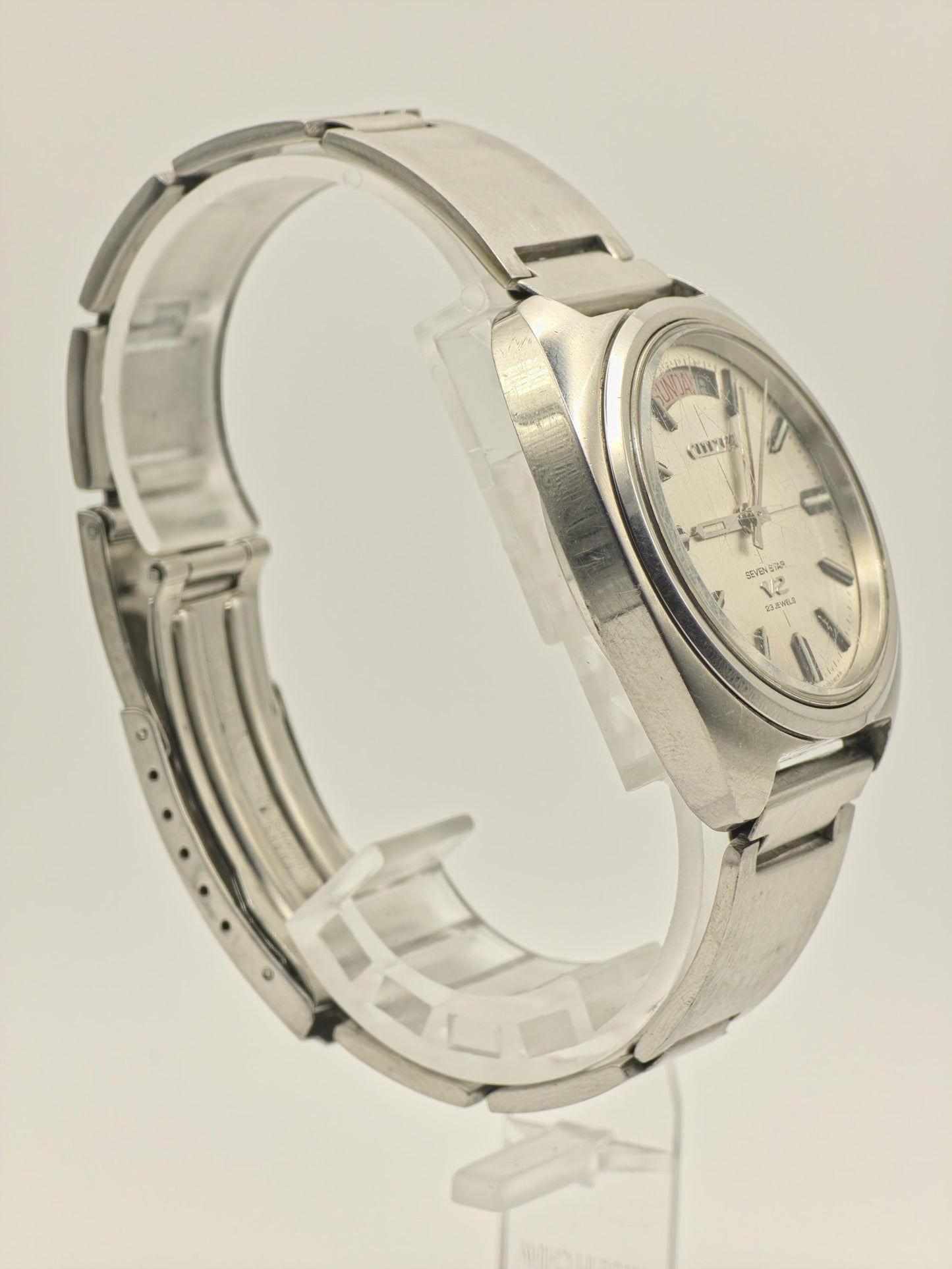 Vintage Citizen Seven Star V2 23 Jewels Automatic Silver Dial Men's Watch - 390