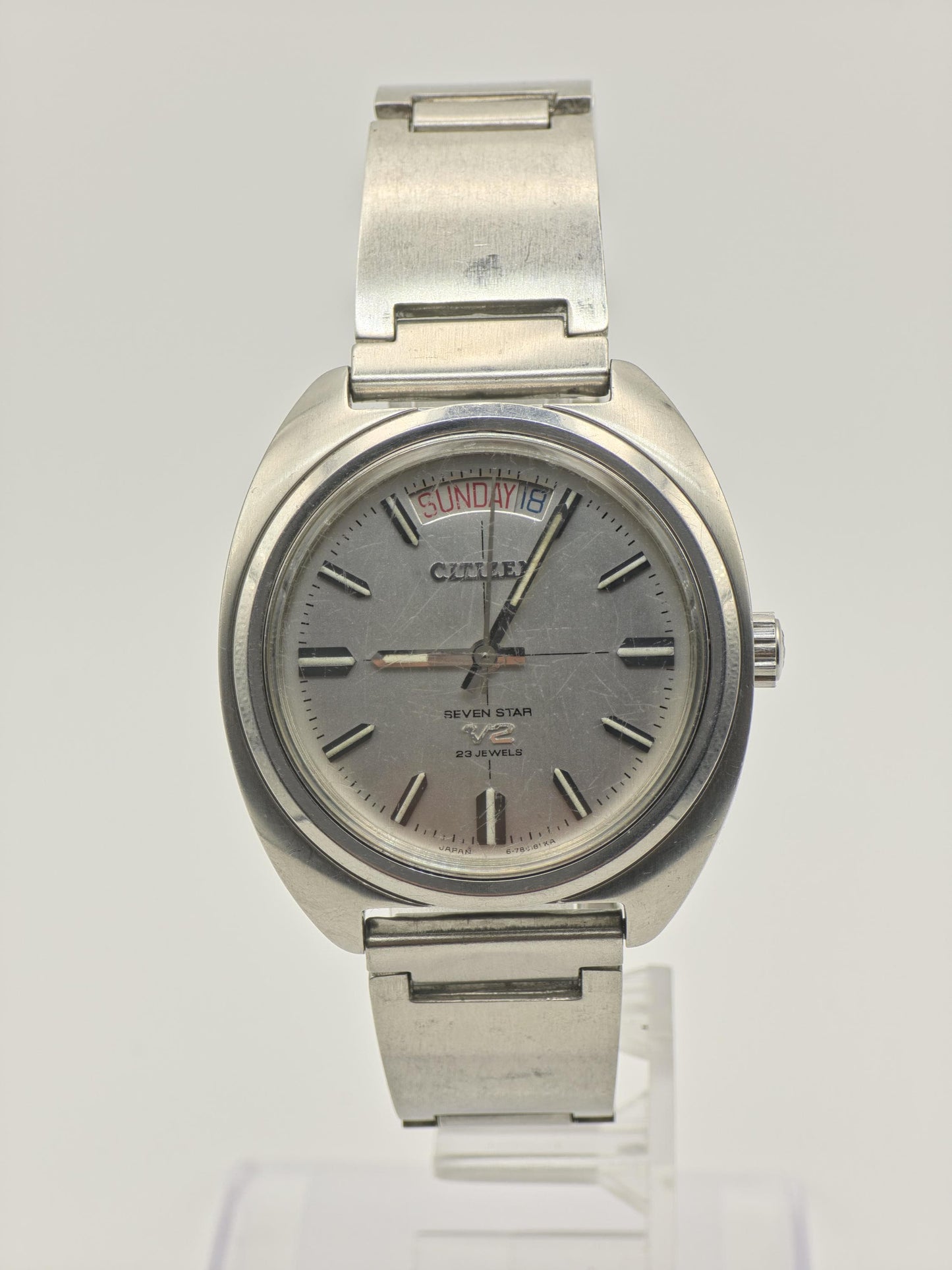 Vintage Citizen Seven Star V2 23 Jewels Automatic Silver Dial Men's Watch - 390