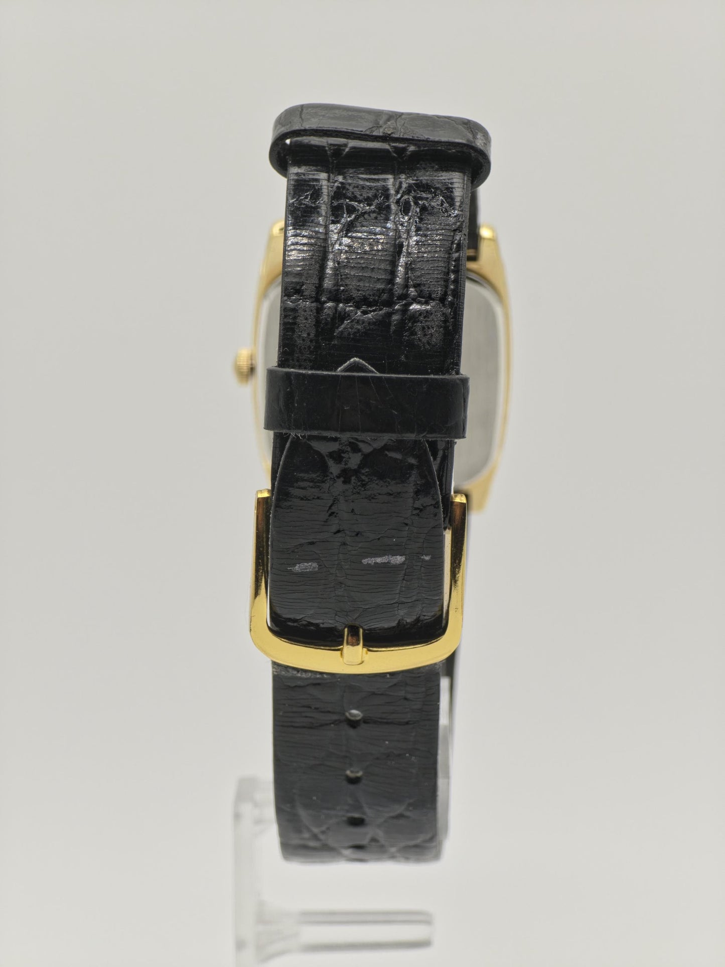 Vintage Seiko Quartz Gold Textured Dial Rectangular Dress Watch Unisex - 394