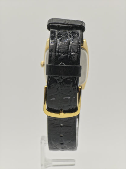 Vintage Seiko Quartz Gold Textured Dial Rectangular Dress Watch Unisex - 394