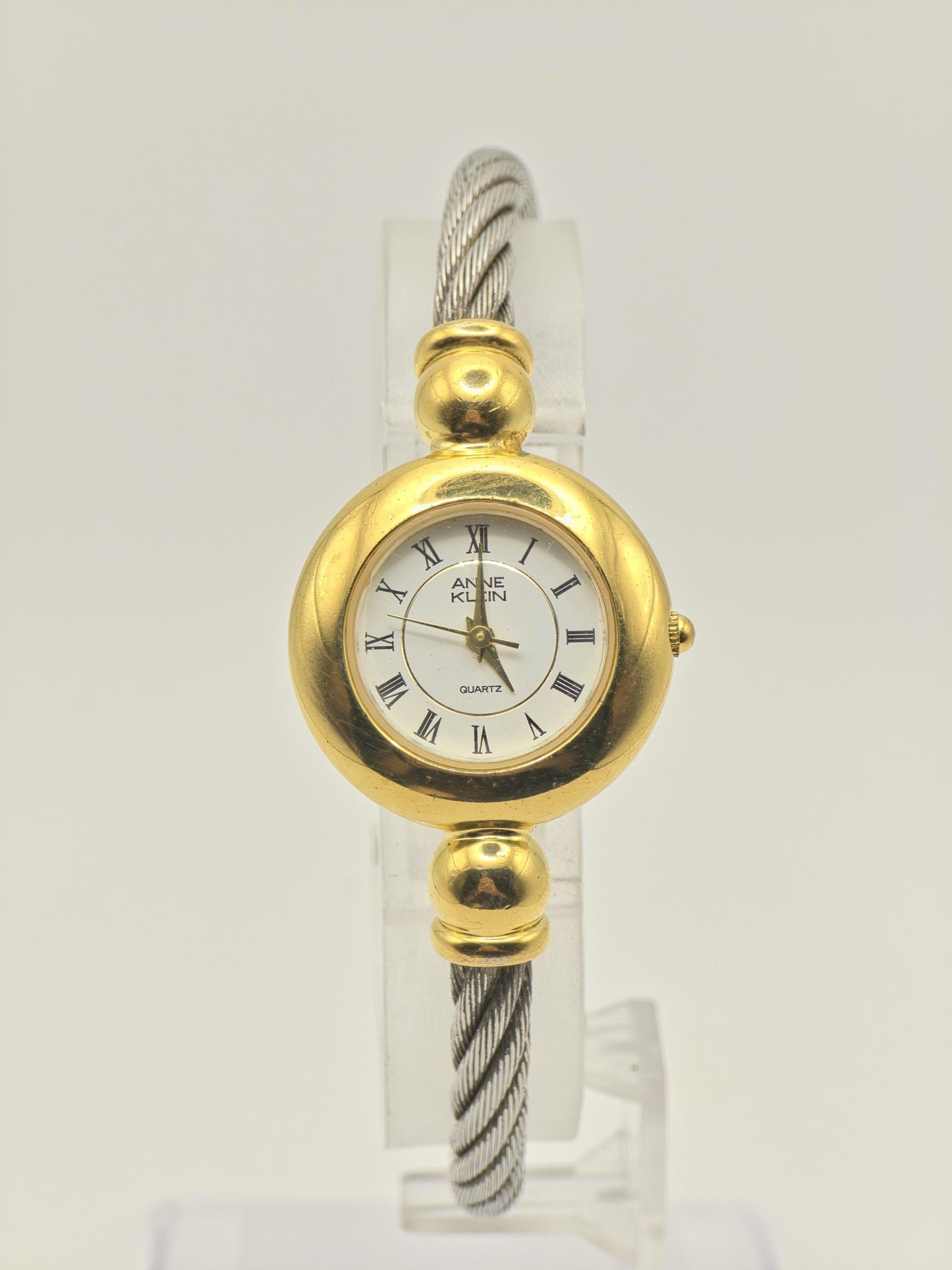Vintage Anne Klein II Quartz Gold Tone Cable Bangle Watch Women's - 395