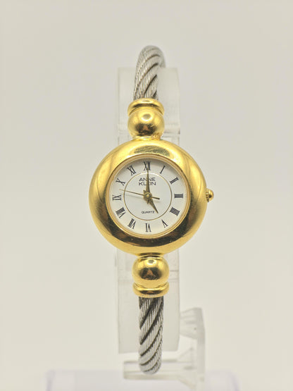 Vintage Anne Klein II Quartz Gold Tone Cable Bangle Watch Women's - 395