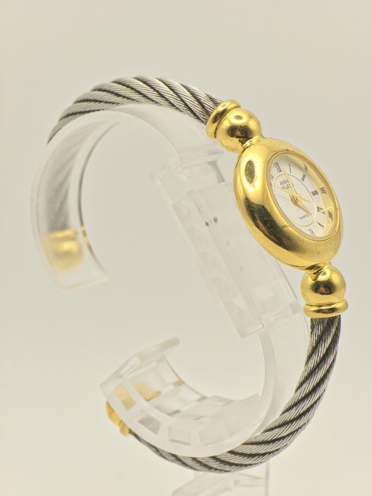 Vintage Anne Klein II Quartz Gold Tone Cable Bangle Watch Women's - 395