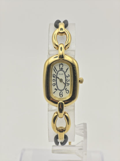 Vintage ELLE Quartz Gold Tone Bracelet Women's Dress Watch - 398