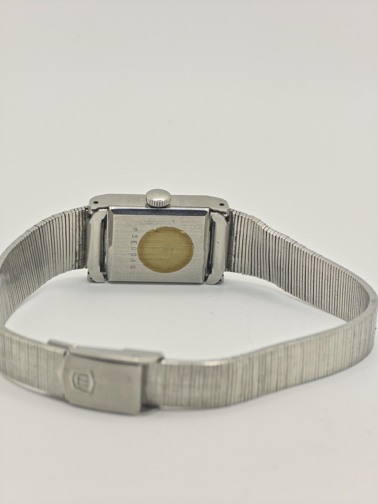 Vintage Waltham Women's Manual Wind Silver Tone Black Dial Rectangular Dress Watch - 404