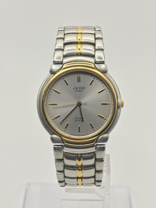 Vintage Citizen Exceed Euros WR 10 Bar Quartz Two-Tone Men's Dress Watch - 409