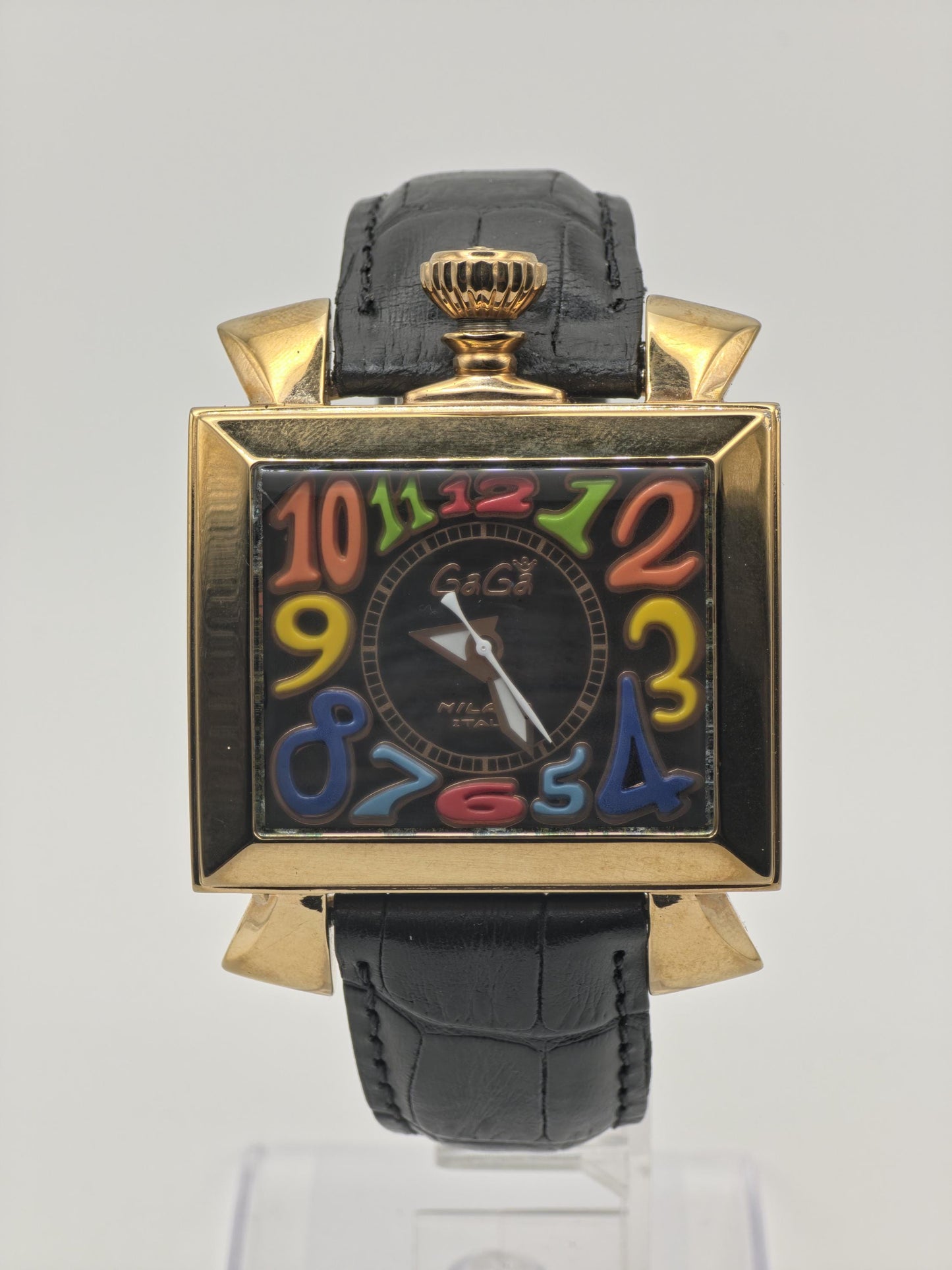 Vintage GaGa Milano Napoleone Automatic Gold Tone Men's Watch Black Dial - 410