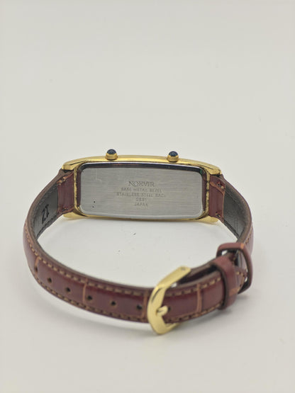 Vintage Noevir Dual Time Quartz Gold Tone Women's Dress Watch Japan - 411
