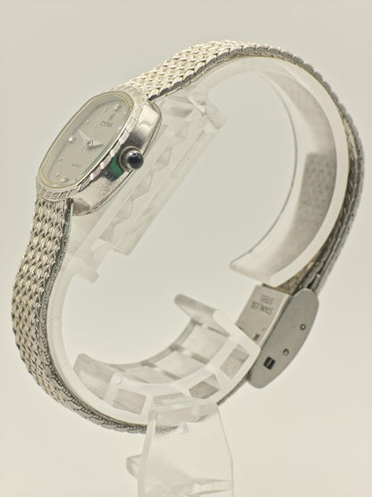 Vintage Cyma Women's Quartz Silver Tone Textured Swiss Dress Watch - 412