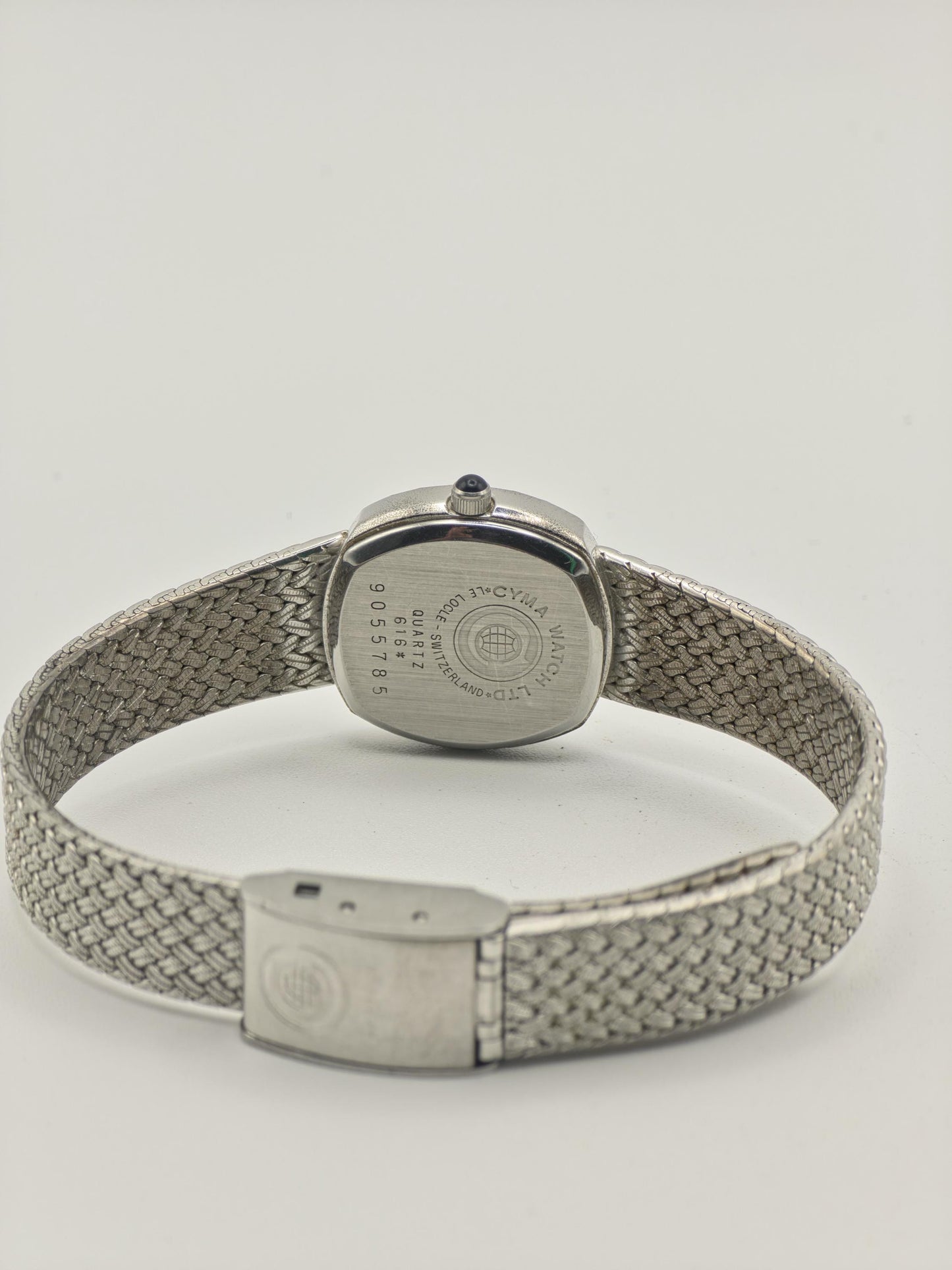 Vintage Cyma Women's Quartz Silver Tone Textured Swiss Dress Watch - 412