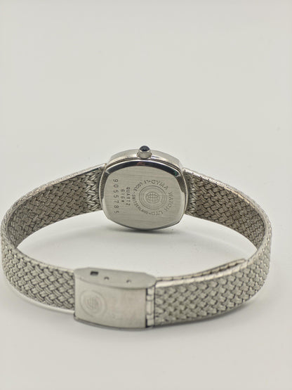 Vintage Cyma Women's Quartz Silver Tone Textured Swiss Dress Watch - 412