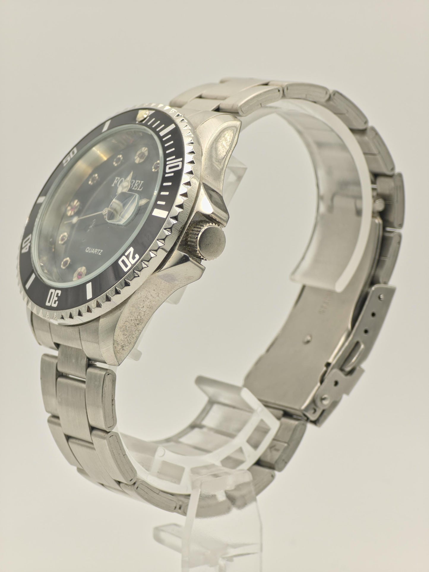 Vintage Forbel Men's Quartz Stainless Steel Diver Style Date Swiss Watch - 414