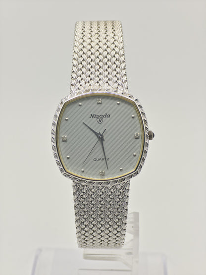 Vintage Nivada Men's/Unisex Quartz Silver Tone Swiss Dress Watch - 415