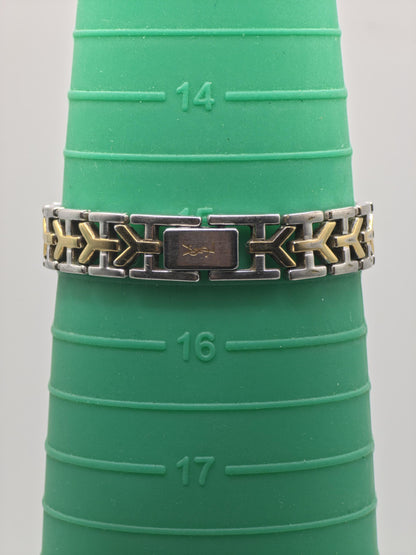 Vintage Yves Saint Laurent Women's Two-Tone Quartz Dress Watch White Dial Bracelet - 419