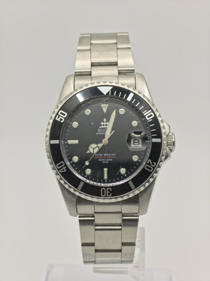 Vintage Elgin International Deep Sea 200M Automatic Men's Diver Watch Black Dial - 428