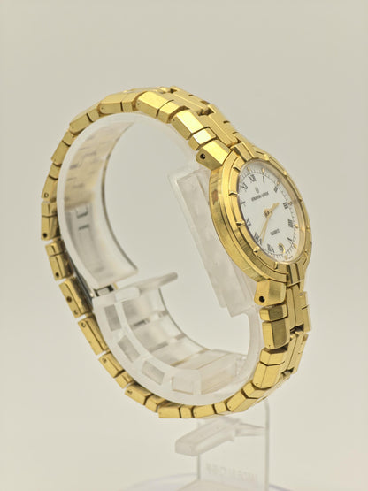 Vintage Universal Genève Women's Quartz White Dial Gold Tone Dress Watch Swiss Made - 433