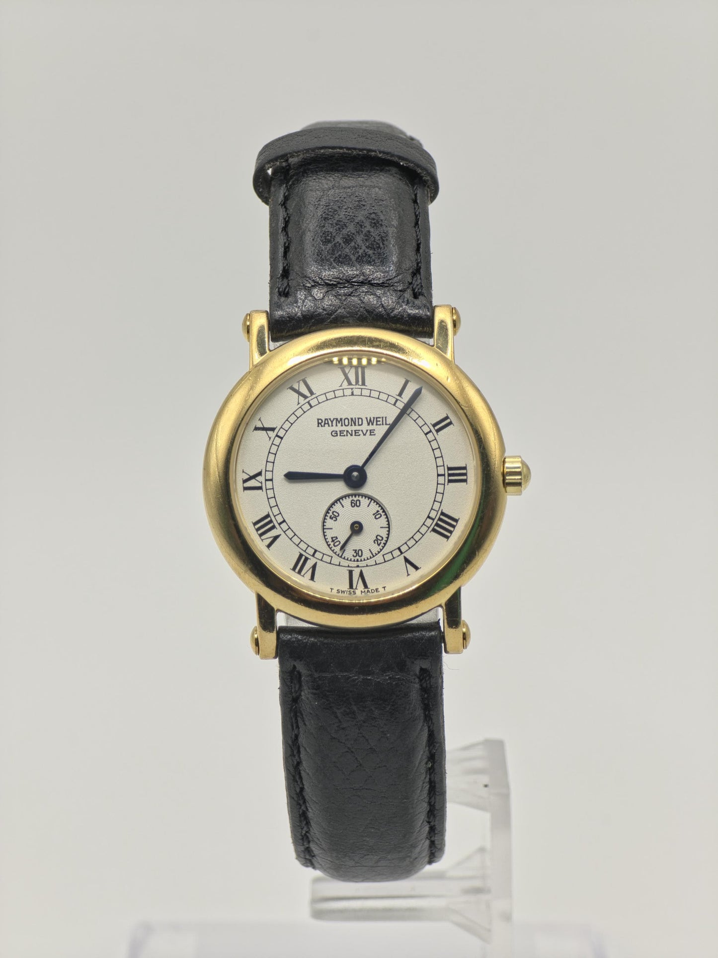 Vintage Raymond Weil Genève Unisex Small Seconds Quartz Gold Tone Dress Watch Swiss Made - 434