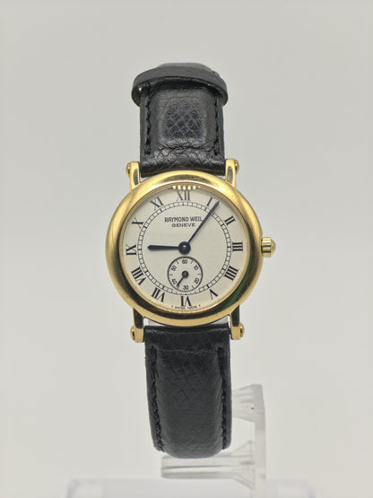 Vintage Raymond Weil Genève Unisex Small Seconds Quartz Gold Tone Dress Watch Swiss Made - 434
