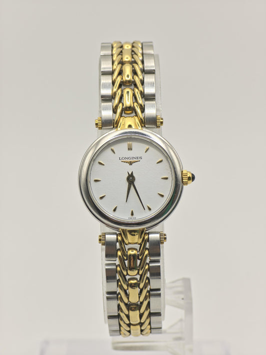 Vintage Longines Women's Quartz White Dial Two-Tone Dress Watch Swiss Made - 435