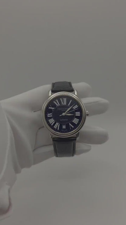Frederique Constant Geneve Automatic Watch – Swiss Made, Black Roman Numeral Dial
