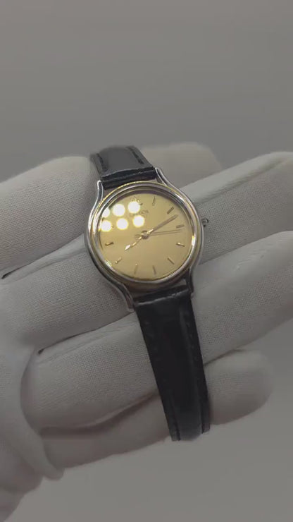 Credor Seiko Quartz Gold Dial Leather Strap Women’s Watch Vintage | - 82
