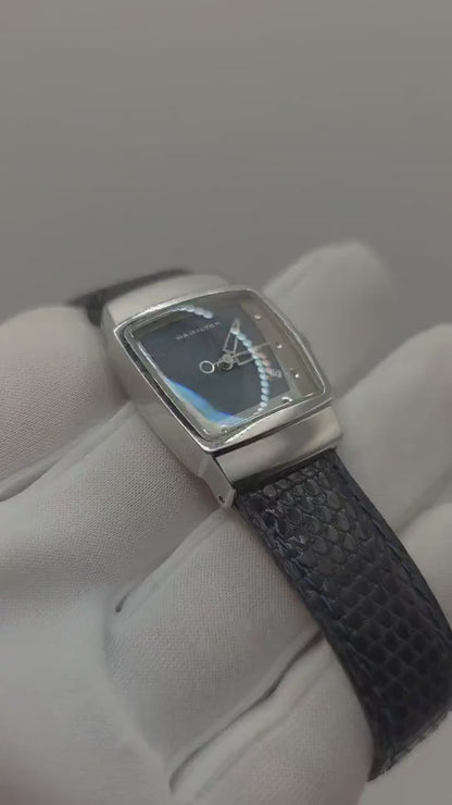 Hamilton Quartz Square Women Watch Black Dial Leather Strap Ref. 6329 | - 90