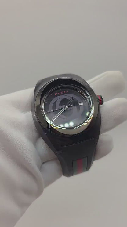 Gucci Sync 137.1 Quartz Wristwatch Black Dial Rubber Strap 5ATM Swiss Made | - 68