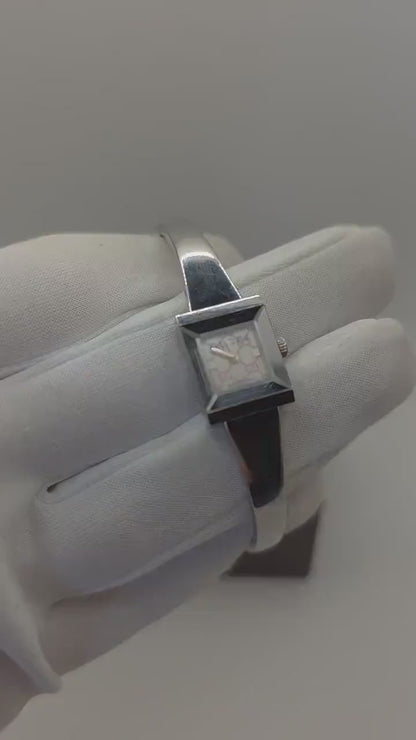 Gucci 128.5 Stainless Steel Quartz Watch Silver Bangle Women Vintage Boxed | - 56