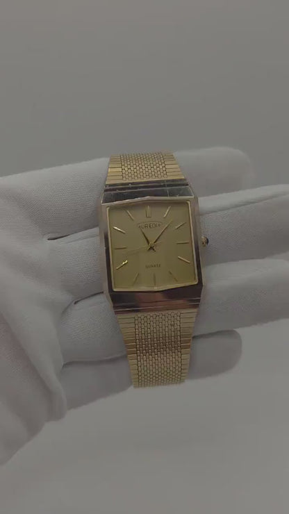 Vintage Aureole SW-E206 Quartz Men’s Watch Gold Tone Square Case Swiss Made Classic Dress Watch | - 27