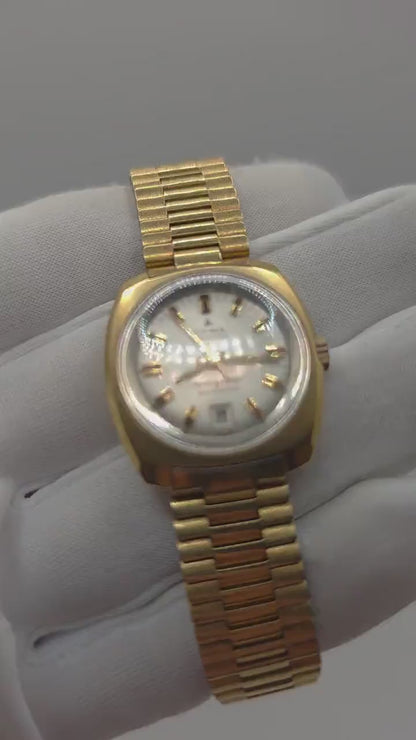 Cyma Navystar Automatic Watch by Synchron Gold Tone Expansion Bracelet Women Vintage | - 54