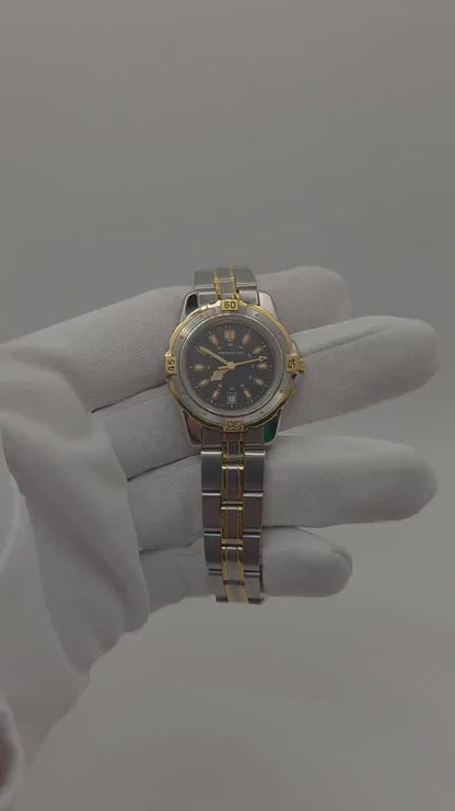 Vintage Hamilton Two-Tone Watch | Swiss Quartz, Black Dial (Original Box + Links)