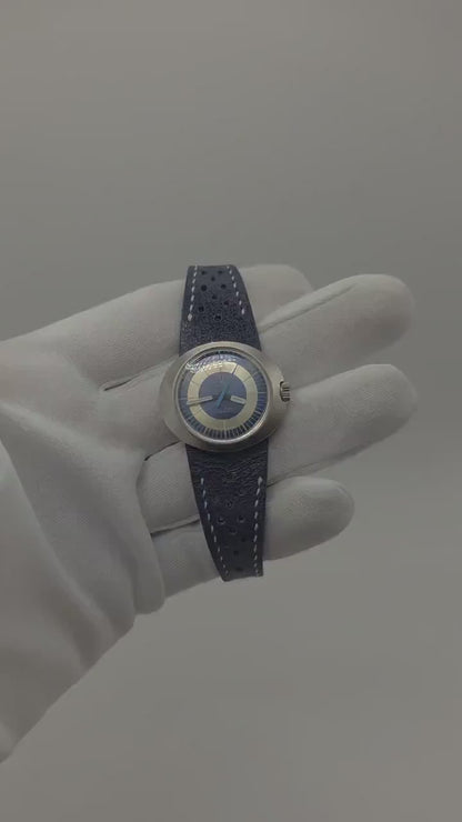 Omega Genève Dynamic Automatic Watch – 1970s Blue Bullseye Dial